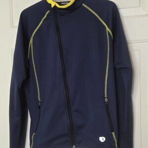 Pearl Izumi Full Zip Fleece Jacket Blue w/ Yellow Trim Size Large